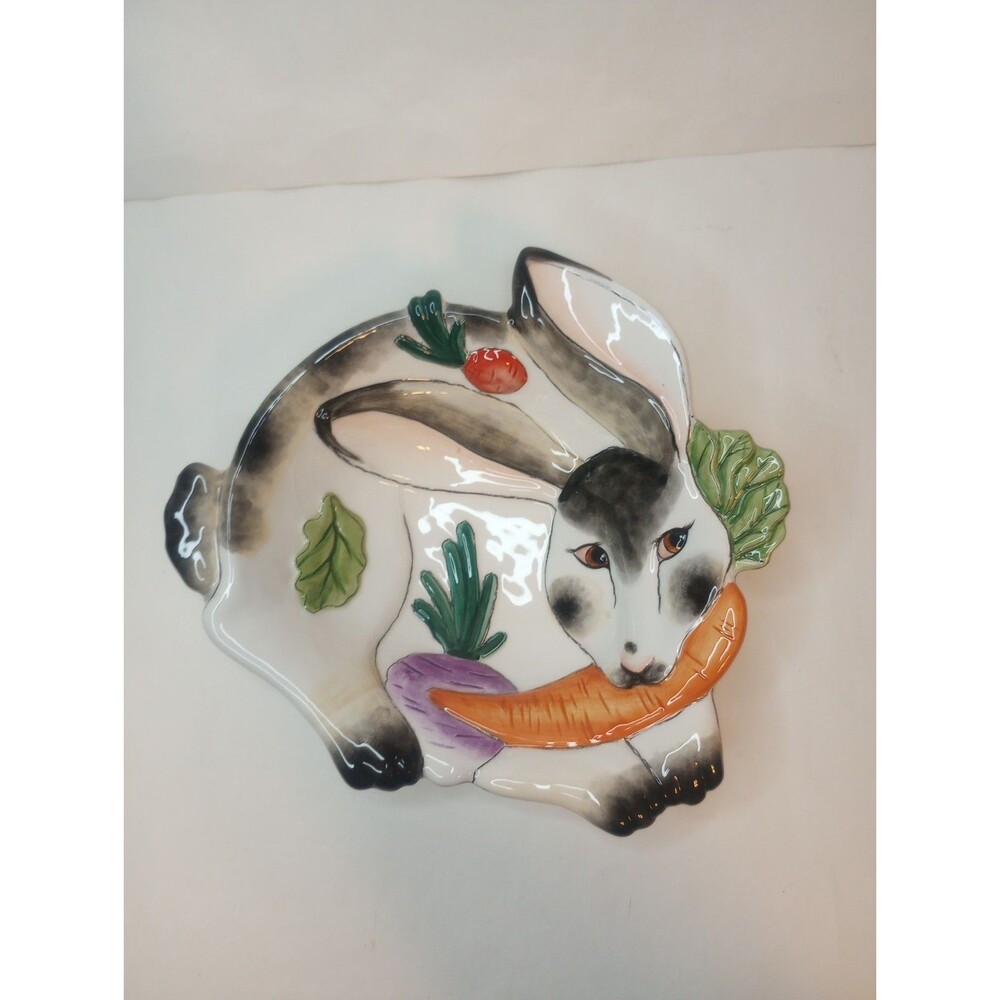 Fitz And Floyd Essentials Spotted Rabbit Plate Dish Great For Easter!